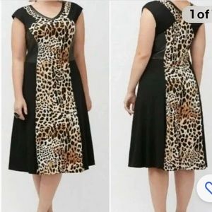 LANE BRYANT Faux Leather Leopard Animal Print Dress Plus Size 20